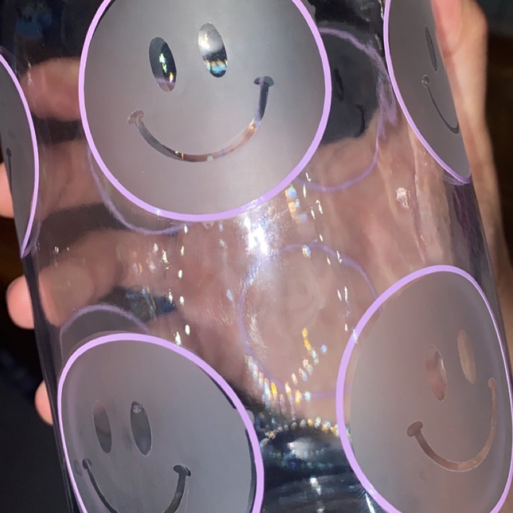 Smiley face Etched Mason Jar